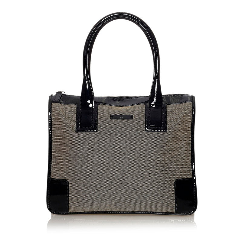 グッチ ハンドバッグ 000 0855 ブラック ベージュ キャンバス パテントレザー レディース GUCCI 【中古】