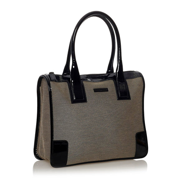 グッチ ハンドバッグ 000 0855 ブラック ベージュ キャンバス パテントレザー レディース GUCCI 【中古】