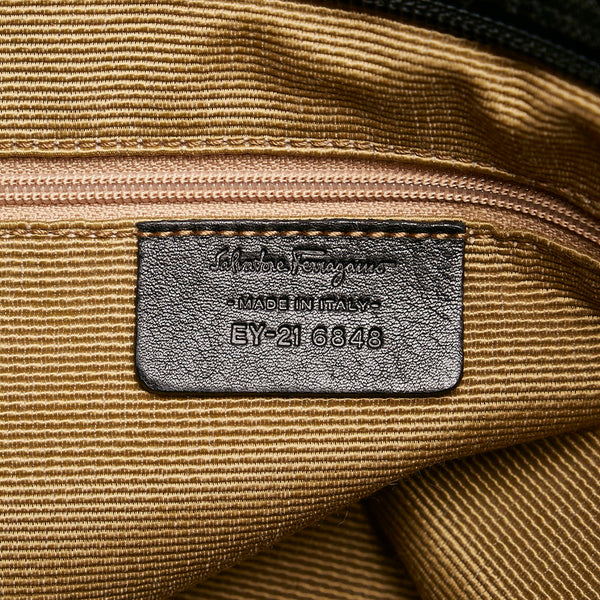 サルヴァトーレフェラガモ ガンチーニ トートバッグ EY-21 6848 ブラック キャンバス レザー レディース Salvatore Ferragamo 【中古】