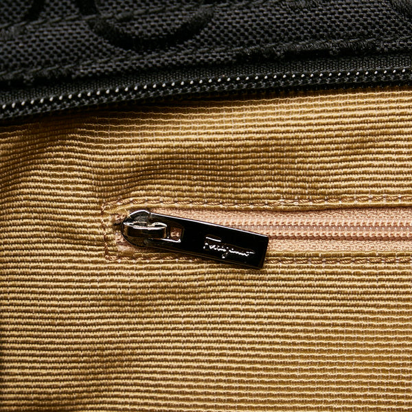 サルヴァトーレフェラガモ ガンチーニ トートバッグ EY-21 6848 ブラック キャンバス レザー レディース Salvatore Ferragamo 【中古】