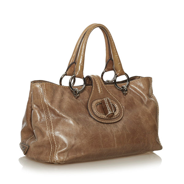 プラダ ハンドバッグ BN2067 カーキ レザー レディース PRADA 【中古】