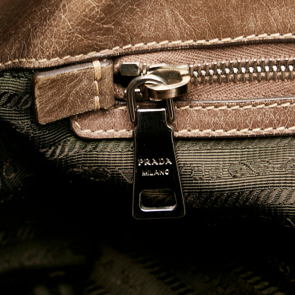 プラダ ハンドバッグ BN2067 カーキ レザー レディース PRADA 【中古】