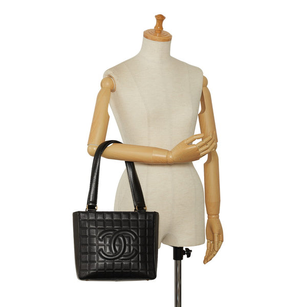 シャネル チョコバー ココマーク ハンドバッグ ブラック レザー レディース CHANEL 【中古】