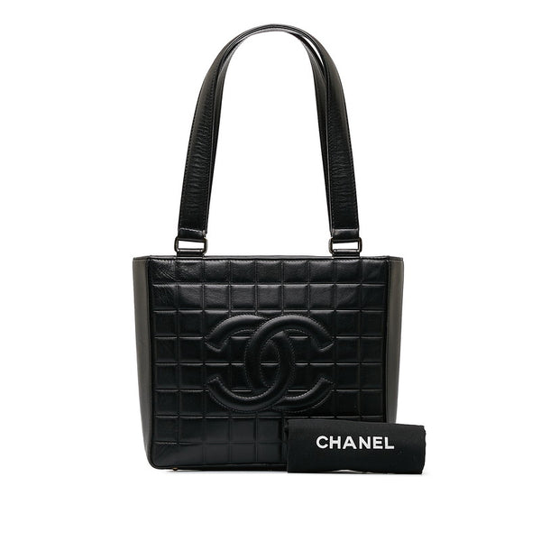 シャネル チョコバー ココマーク ハンドバッグ ブラック レザー レディース CHANEL 【中古】