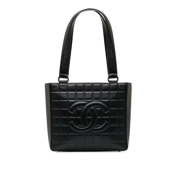 シャネル チョコバー ココマーク ハンドバッグ ブラック レザー レディース CHANEL 【中古】