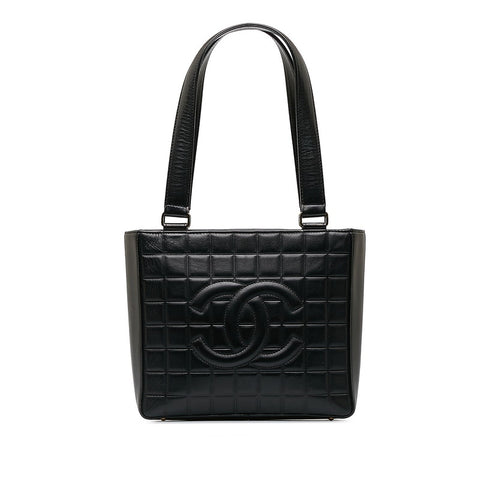 シャネル チョコバー ココマーク ハンドバッグ ブラック レザー レディース CHANEL 【中古】