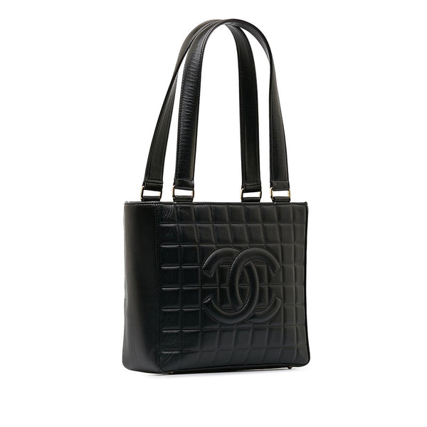 シャネル チョコバー ココマーク ハンドバッグ ブラック レザー レディース CHANEL 【中古】