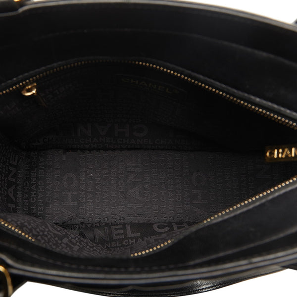 シャネル チョコバー ココマーク ハンドバッグ ブラック レザー レディース CHANEL 【中古】