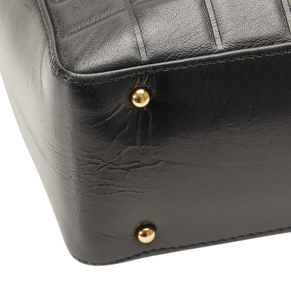 シャネル チョコバー ココマーク ハンドバッグ ブラック レザー レディース CHANEL 【中古】