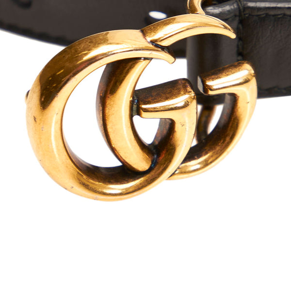 グッチ GGマーモント 409417 ブラック レザー ベルト レディース GUCCI 【中古】