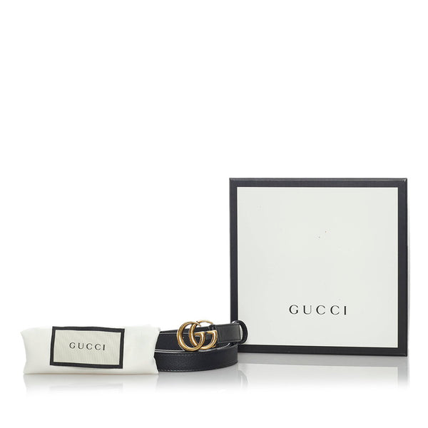 グッチ GGマーモント 409417 ブラック レザー ベルト レディース GUCCI 【中古】