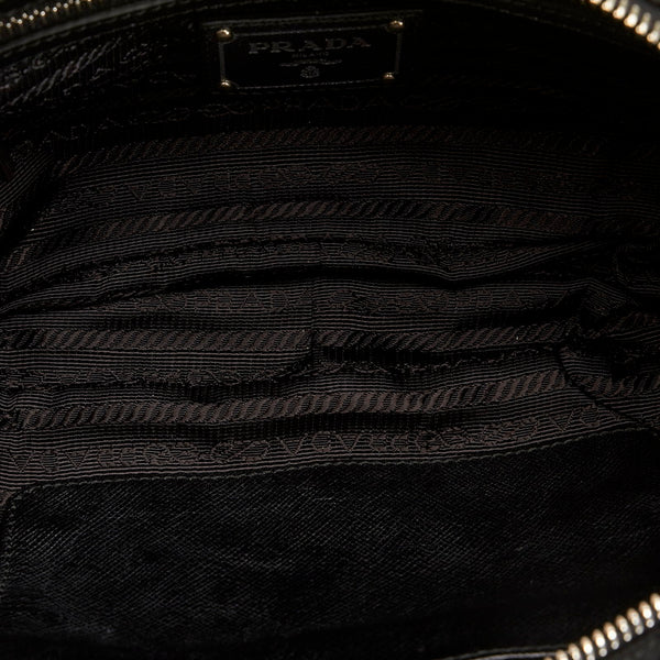 プラダ ギャザー チェーン ハンドバッグ ショルダーバッグ 2WAY BN2017 ブラック ナイロン レザー レディース PRADA 【中古】