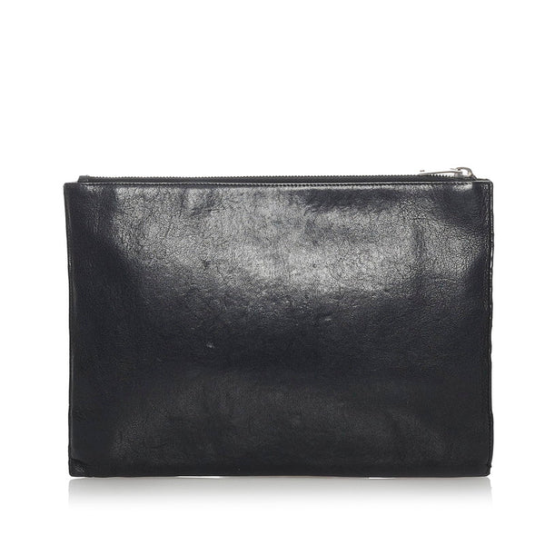サンローラン スター クラッチバッグ ブラック レッド レザー メンズ SAINT LAURENT 【中古】