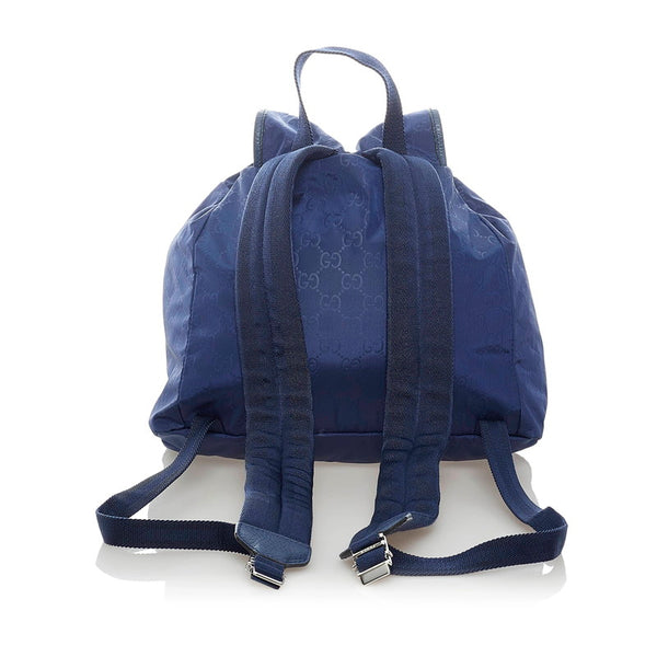 グッチ GGナイロン リュック・デイパック 510343 ブルー ナイロン レザー レディース GUCCI 【中古】