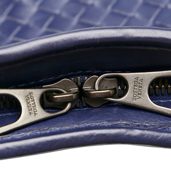 ボッテガヴェネタ イントレチャート ビジネスバッグ ブリーフケース ショルダー 2WAY 248395 ネイビー レザー メンズ BOTTEGAVENETA 【中古】