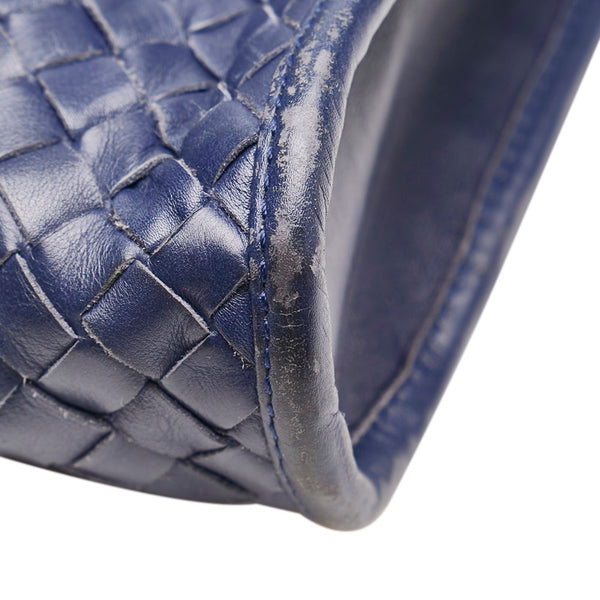 ボッテガヴェネタ イントレチャート ビジネスバッグ ブリーフケース ショルダー 2WAY 248395 ネイビー レザー メンズ BOTTEGAVENETA 【中古】