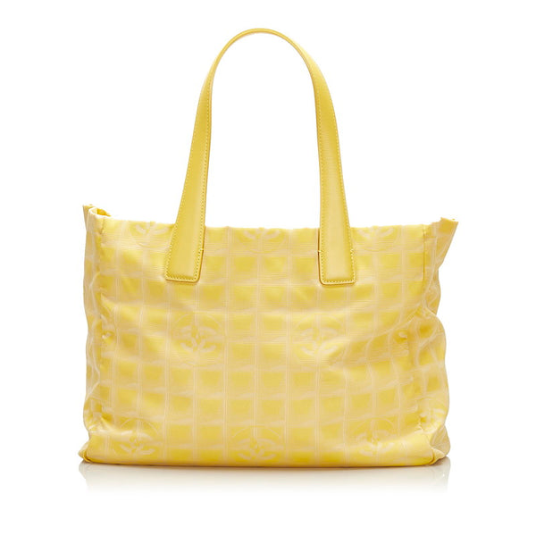 シャネル ニュートラベルライン MM トートバッグ ハンドバッグ イエロー ナイロン レザー レディース CHANEL 【中古】