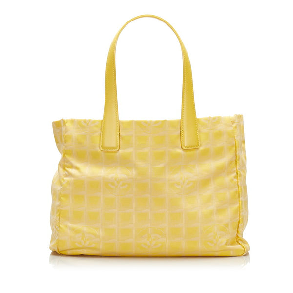 シャネル ニュートラベルライン MM トートバッグ ハンドバッグ イエロー ナイロン レザー レディース CHANEL 【中古】