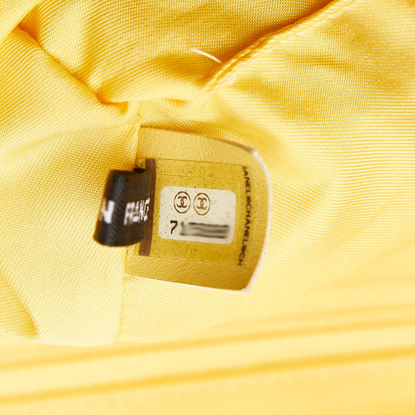 シャネル ニュートラベルライン MM トートバッグ ハンドバッグ イエロー ナイロン レザー レディース CHANEL 【中古】