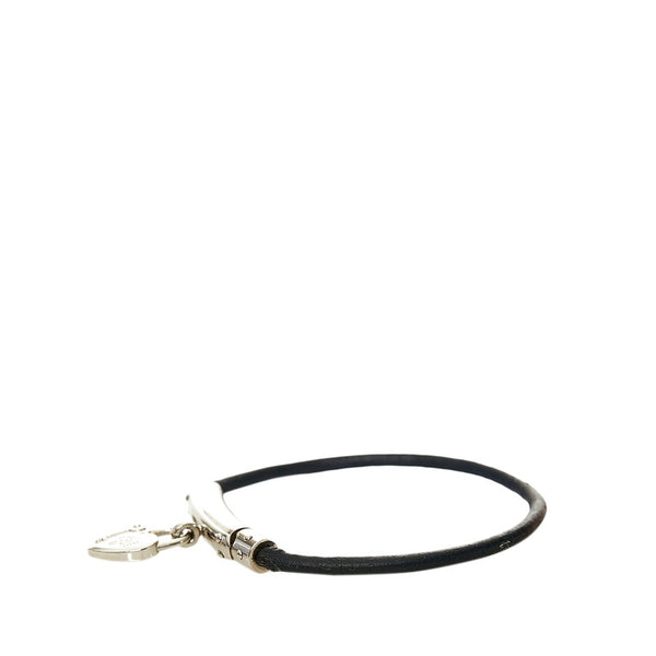 エルメス シルバー ブラック メタル レザー ヴィヴィリデ  ファンタジーハート ブレスレット レディース HERMES 【中古】