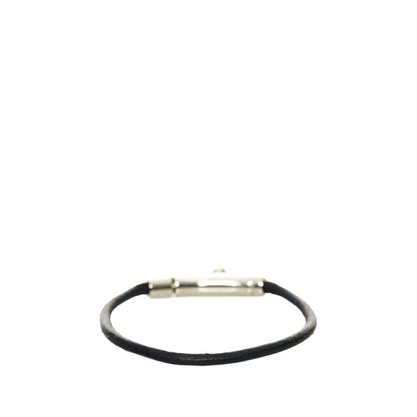 エルメス シルバー ブラック メタル レザー ヴィヴィリデ  ファンタジーハート ブレスレット レディース HERMES 【中古】