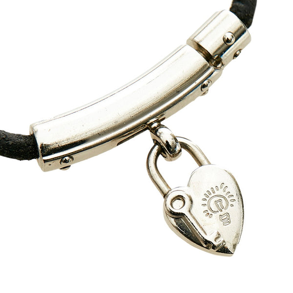 エルメス シルバー ブラック メタル レザー ヴィヴィリデ  ファンタジーハート ブレスレット レディース HERMES 【中古】