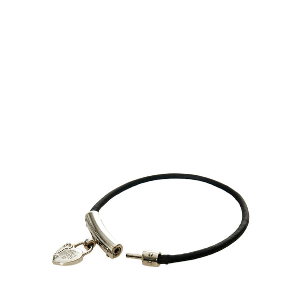 エルメス シルバー ブラック メタル レザー ヴィヴィリデ  ファンタジーハート ブレスレット レディース HERMES 【中古】