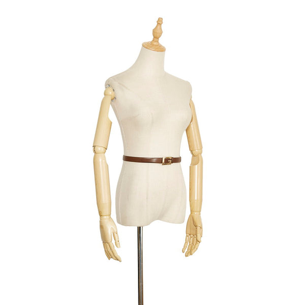 グッチ Gバックル スクエア ベルト ブラウン ゴールド レザー レディース GUCCI 【中古】