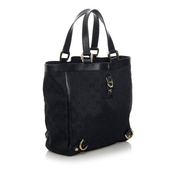 グッチ GGキャンバス アビー ハンドバッグ 130739 ブラック キャンバス レザー レディース GUCCI 【中古】