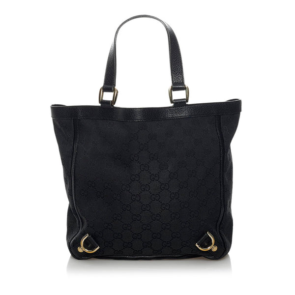 グッチ GGキャンバス アビー ハンドバッグ 130739 ブラック キャンバス レザー レディース GUCCI 【中古】