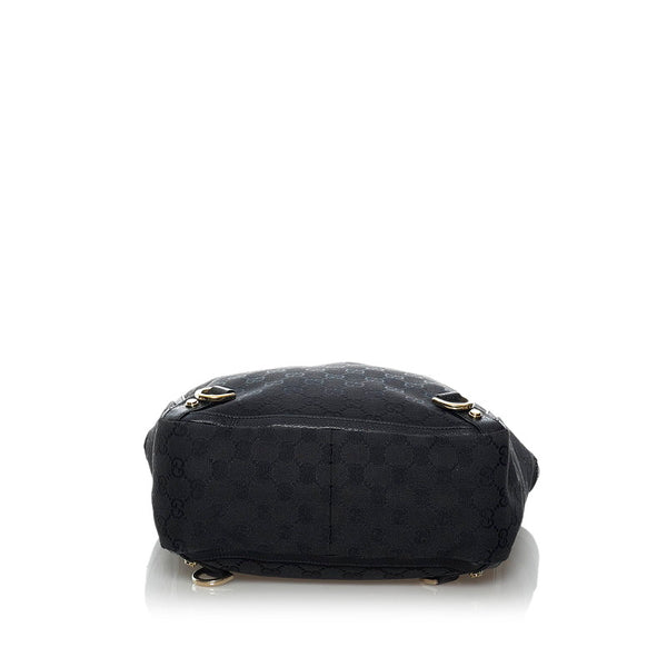 グッチ GGキャンバス アビー ハンドバッグ 130739 ブラック キャンバス レザー レディース GUCCI 【中古】