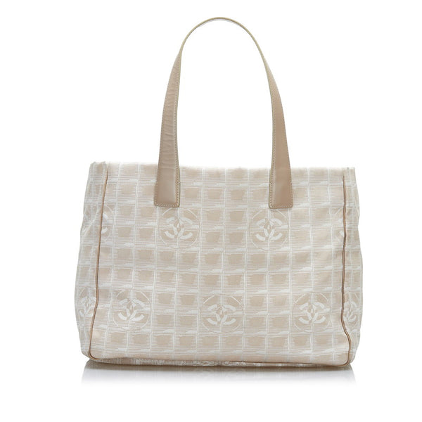 シャネル ニュートラベルライン ハンドバッグ トートバッグ ベージュ ナイロン レザー レディース CHANEL 【中古】