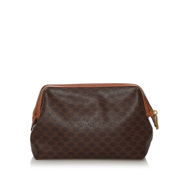 セリーヌ マカダム ポーチ ブラウン PVC レザー レディース CELINE 【中古】