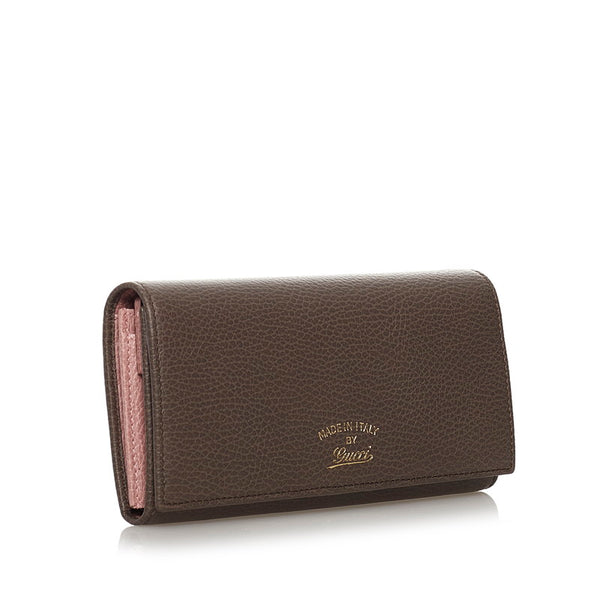 グッチ スウィング 二つ折り財布 長財布 354498 ベージュ ピンク レザー レディース GUCCI 【中古】