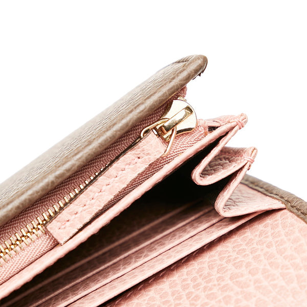 グッチ スウィング 二つ折り財布 長財布 354498 ベージュ ピンク レザー レディース GUCCI 【中古】