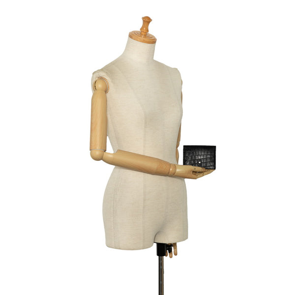 サンローラン クロコ型押し サック ド ジュール カードケース 名刺入れ 507604 ブラック レザー メンズ SAINT LAURENT 【中古】