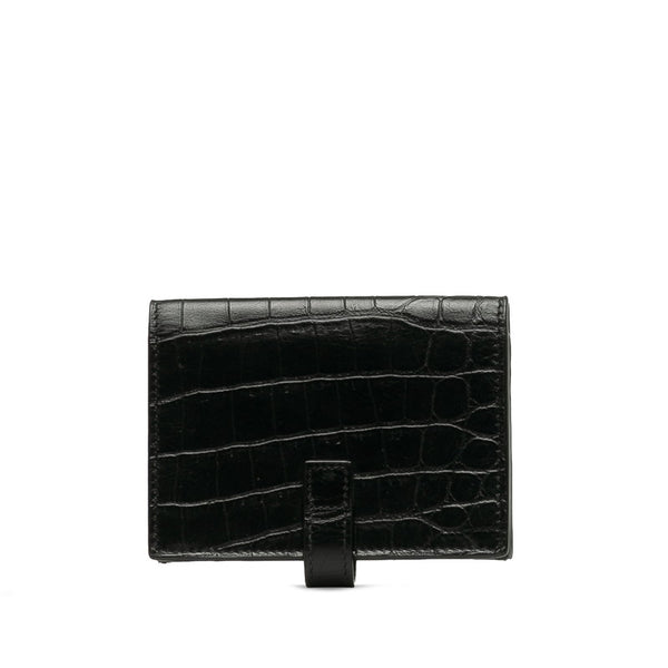 サンローラン クロコ型押し サック ド ジュール カードケース 名刺入れ 507604 ブラック レザー メンズ SAINT LAURENT 【中古】