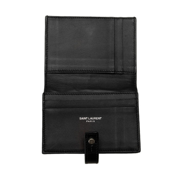 サンローラン クロコ型押し サック ド ジュール カードケース 名刺入れ 507604 ブラック レザー メンズ SAINT LAURENT 【中古】