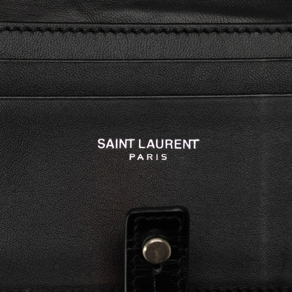 サンローラン クロコ型押し サック ド ジュール カードケース 名刺入れ 507604 ブラック レザー メンズ SAINT LAURENT 【中古】