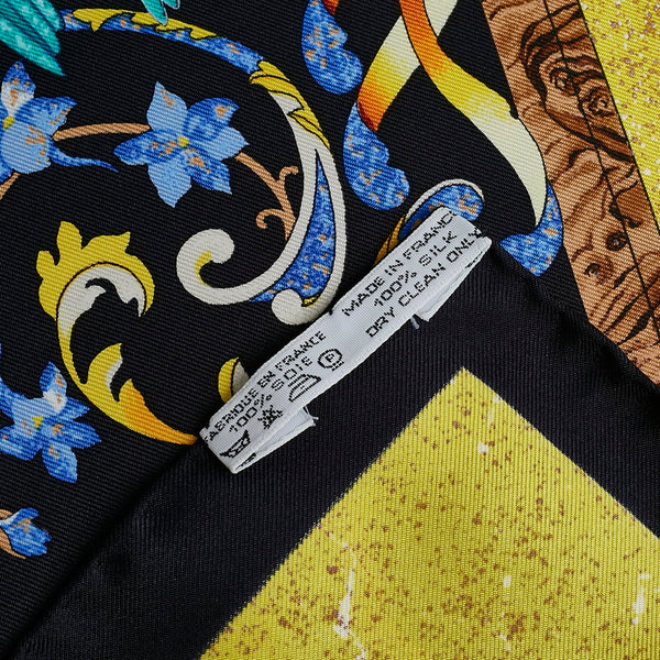 エルメス カレ90 PIERRES D' ORIENT ET D' OCCIDENT 東洋の石と西洋の石細工 スカーフ ブラック マルチカラー シルク レディース HERMES 【中古】