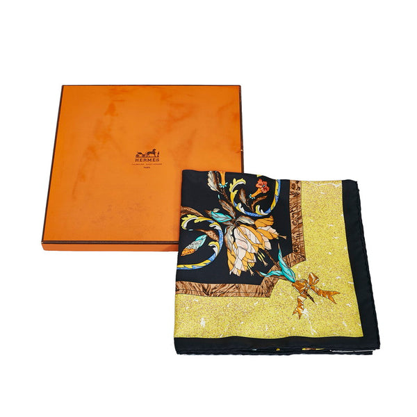 エルメス カレ90 PIERRES D' ORIENT ET D' OCCIDENT 東洋の石と西洋の石細工 スカーフ ブラック マルチカラー シルク レディース HERMES 【中古】