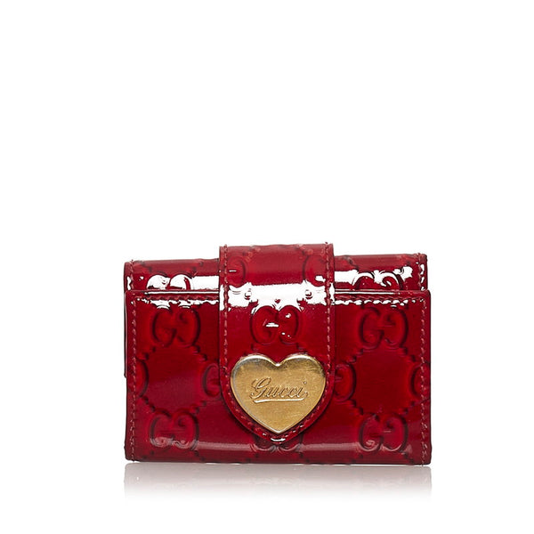 グッチ グッチシマ ラブリーハート キーケース 203551 レッド エナメル レザー レディース GUCCI 【中古】