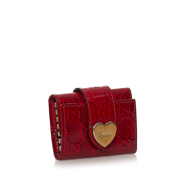 グッチ グッチシマ ラブリーハート キーケース 203551 レッド エナメル レザー レディース GUCCI 【中古】