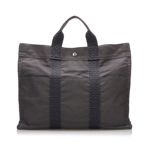 エルメス エールラインMM トートバッグ ハンドバッグ グレー キャンバス メンズ HERMES 【中古】