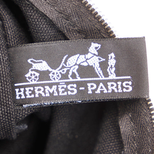 エルメス カンヌPM  ハンドバッグ ストライプ ブラック ホワイト キャンバス レディース HERMES 【中古】