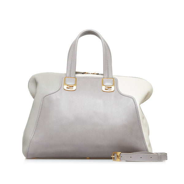 フェンディ カメレオン ハンドバッグ ショルダーバッグ 2WAY 8BL110 グレー ホワイト レザー レディース FENDI 【中古】