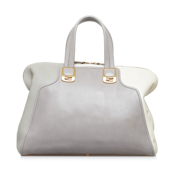 フェンディ カメレオン ハンドバッグ ショルダーバッグ 2WAY 8BL110 グレー ホワイト レザー レディース FENDI 【中古】