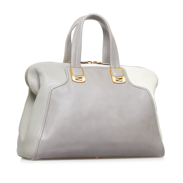 フェンディ カメレオン ハンドバッグ ショルダーバッグ 2WAY 8BL110 グレー ホワイト レザー レディース FENDI 【中古】