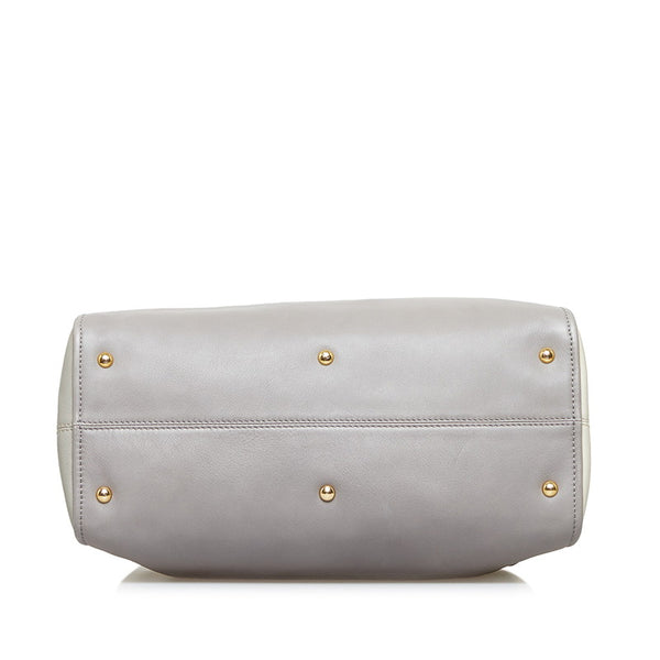 フェンディ カメレオン ハンドバッグ ショルダーバッグ 2WAY 8BL110 グレー ホワイト レザー レディース FENDI 【中古】