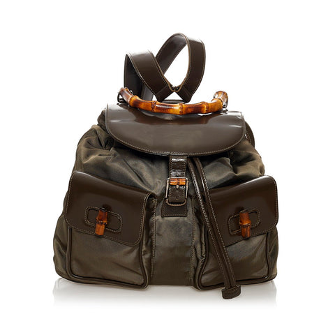 グッチ バンブー リュック・デイパック 003 0016 カーキ エナメル ナイロン レディース GUCCI 【中古】